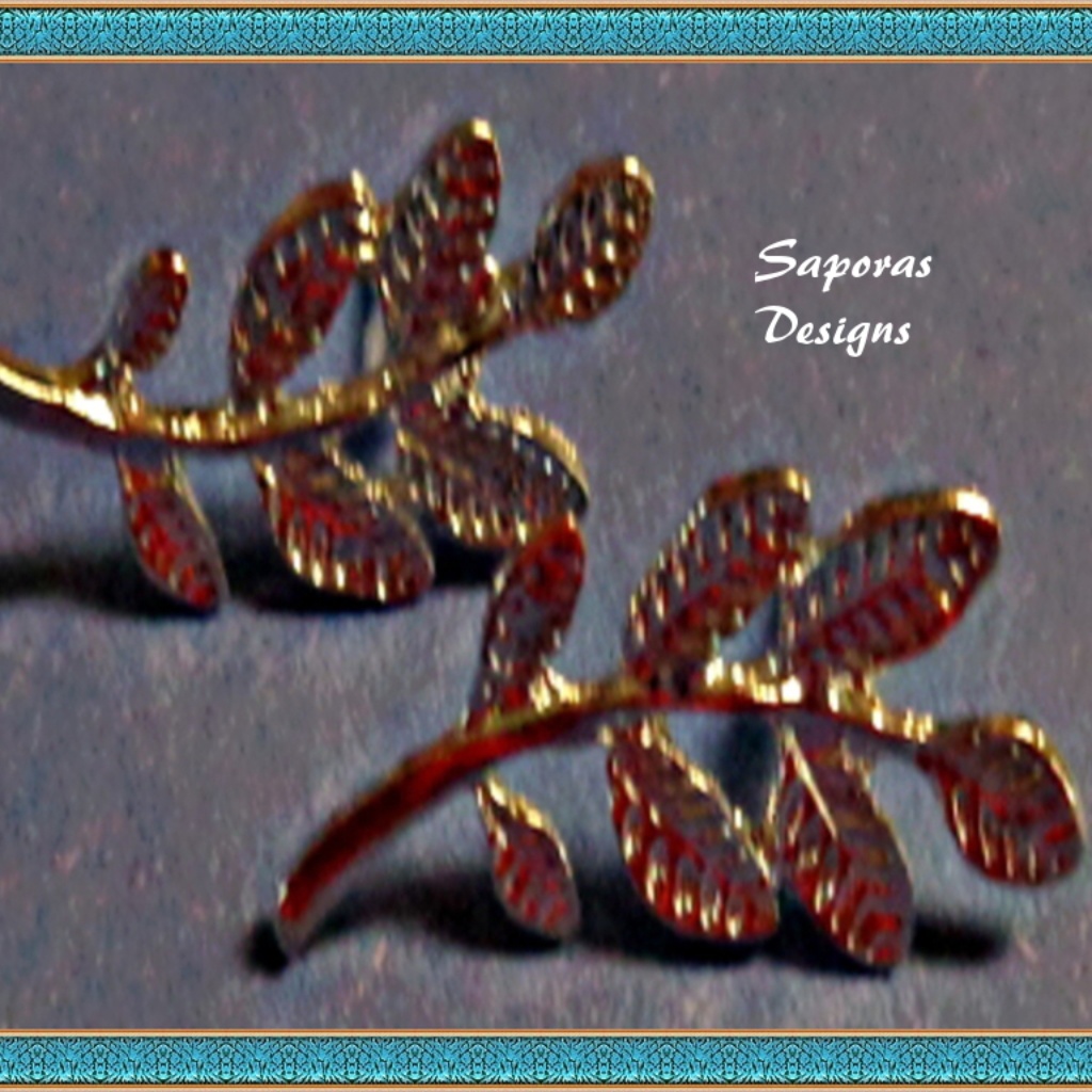 Vintage Silver Tone Leaf Design Stud Earrings